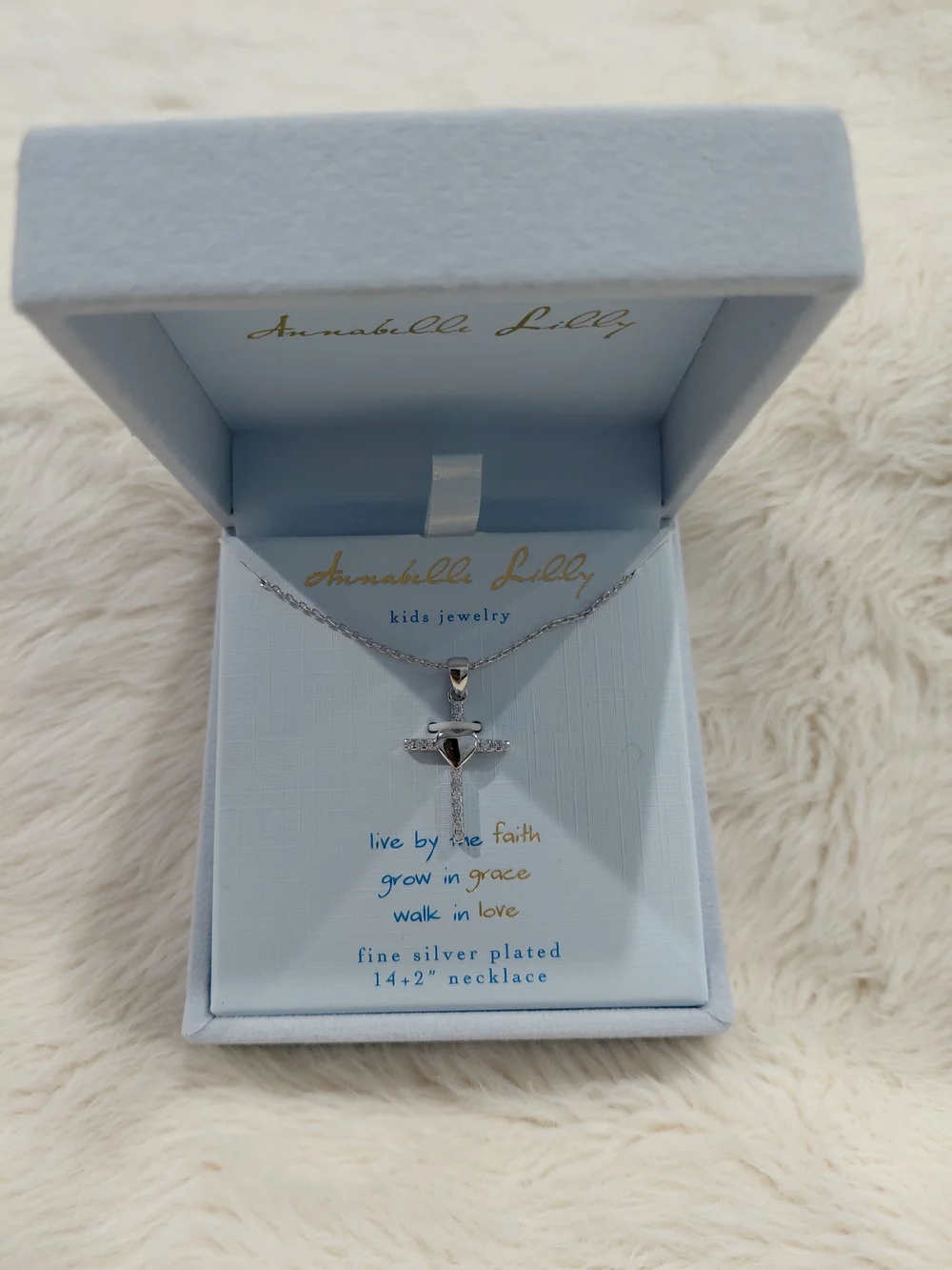 Annabelle Kids Silver-Plated Heart Cross Necklace - Silver